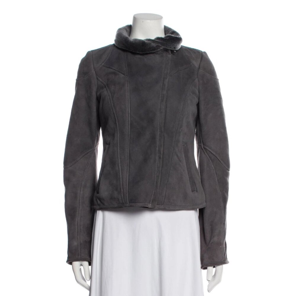 Stephen Italy 100% Leather Women's Jacket - Grey Shearling